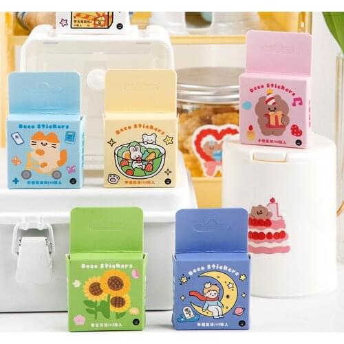 46pcs Kawaii Cartoon Animals Bear snack Decorative Box Stickers Scrapbooking diy Label Diary Stationery Album Journal Planner