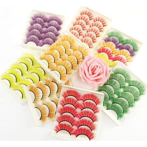 5 Pairs 3D Color False Eyelashes Long Makeup 3D Mink Lashes Extension Makeup Colorful Eyelash extension