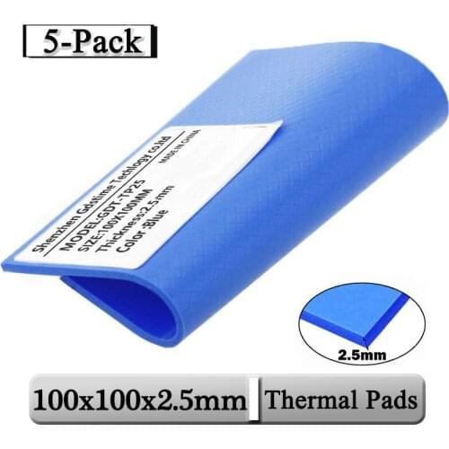 5 Pcs/Lot Gdstime 100x100x2.5mm 2.5mm Thickness CPU Blue Cooling Pad 100mmx2.5mm Size Conductive Silicone Thermal Pads