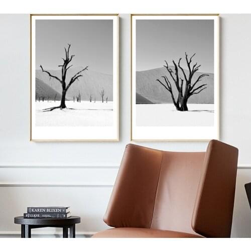 Abstract Natural Scenery Dead Tree Mountain Girl Photography Canvas Painting Wall Picture Printing Poster Living Room Decoration