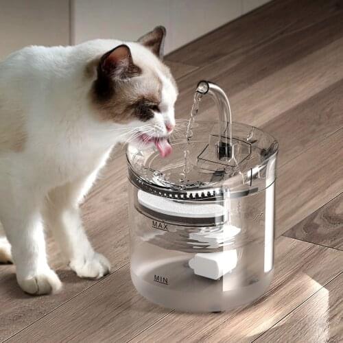 2L Automatic Cat Water Fountain With Faucet Dog Water Dispenser Transparent Filter Drinker Pet Sensor Drinking Feeder