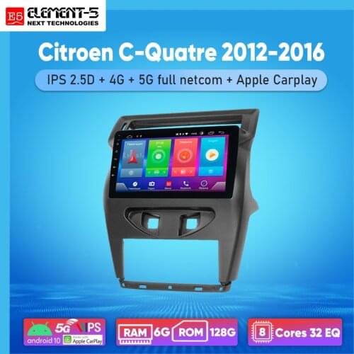 ELEMENT-5 10" 2G+32G Android 10 4G WIFI RDS DSP Car Radio Multimedia Video Player For C-Quatre 2012-2016 Navigation GPS