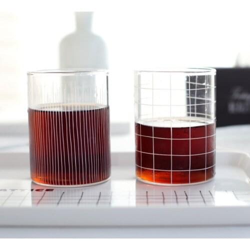 Can Shape Hand-painted Geometric Line Glass Water Cup Glass Cup Drinking Glass Water And Wine Glass Cup