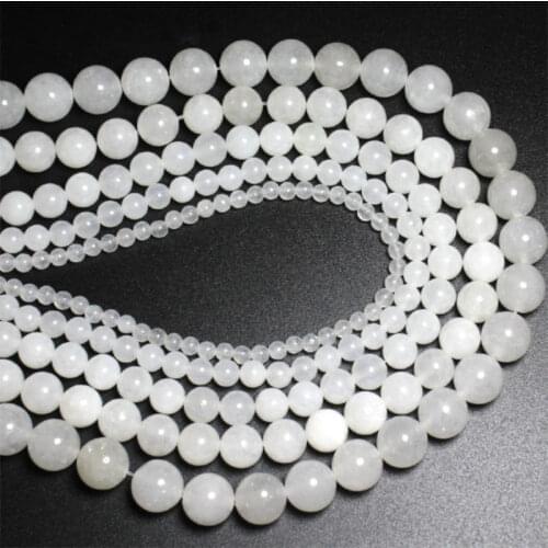 Round 4/6/8/10mm White Jades Loose Beads for DIY Craft Bracelet Necklace Jewelry Making