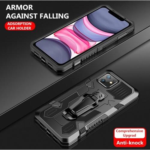 Military Phone Cases Sports Metal Back Clip Bracket Magnetic Suction cover for iPhone 12 mini 11pro xsmax XR 7 8 plus 6s se2020