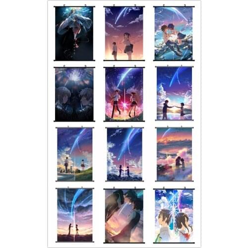 Coscase Japanese Anime Your Name Kimi no Na wa Tachibana Taki Miyamizu Mitsuha Home Decor Wall Scroll Poster Decorative Pictures