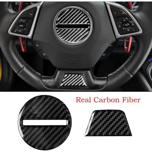 Carbon Fiber Steering Wheel Decorative Trim Fit For Chevrolet Camaro 2017-2019