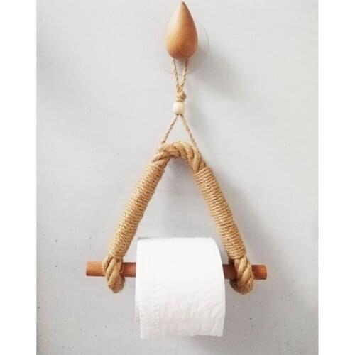 Roll Paper Holder Vintage Towel Hanging Rope Wall Mount Toilet Paper Rack Home Hotel Bathroom Accessories