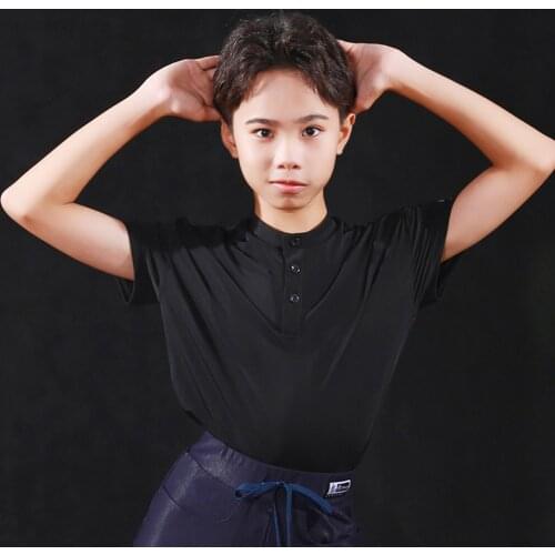 Fashion Children Latin Dance Costumes For Boys Black Shirts Latin Dance Competition Clothes Ballroom Latin Dance Wear DQS5233