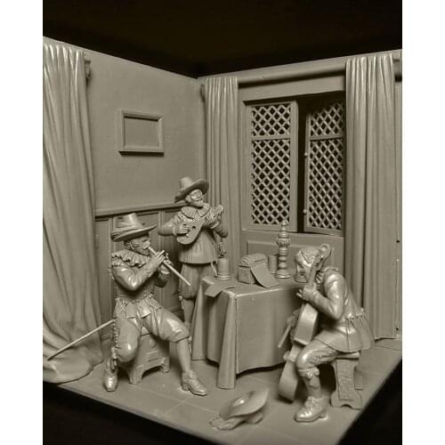 Resin Figure 1/32 ancient officer crew include 3 man and base Model Unassambled Unpainted Figure Building Kit