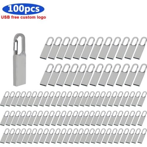 100pcs free logo Flash Drive Usb 4GB 8GB 16GB 32GB 64GB 128GB Metal Pendrive Mini Pen Drive USB2.0 USB Flash Memory Stick U Disk