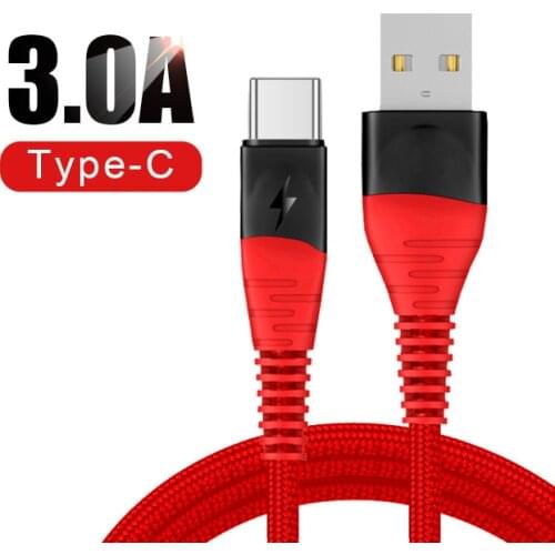 USB Type C Cable for Samsung S10 S9 3A Fast USB Charging Cabl Type-C Charger Data Cable for Redmi note 8 pro USB-C Cabo Wire