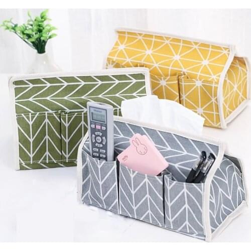 Cotton linen art tissue box napkin rack room car kitchen decoration paper container multifunctional small item storage box