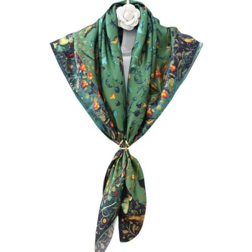Square Twill Silk Scarf Women Fashion Print Large Neck Scarfs Office Lady Hair Band Foulard Hand Kerchief Female Bandana Shawl