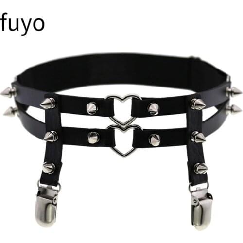 Hot Multi-layer Heart Garter Belts Womens Sexy Elasticity Thigh Harness Leg Chain Garter Belts Spike Hollow Elastic Thigh Garter