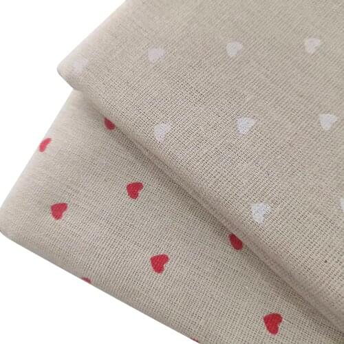 Cotton Linen Fabric Heart-Shape Printed Canvas Material Linen Cotton Patchwork Fabric Telas Sewing Cloth For Home Textile
