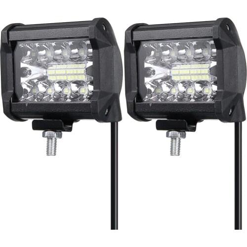Mayitr 2pcs 60W 4 inch Car Work Light Spot Flood 20LED Lamp Bar Offroad Reverse 6600Lm 6000K Accessories