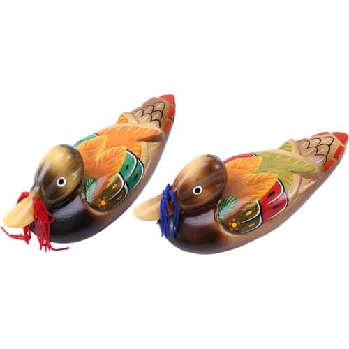 Cute Chinese Wooden Mandarin Duck and Duck Decorations Interior Bedroom Room Decoration, 2PCS