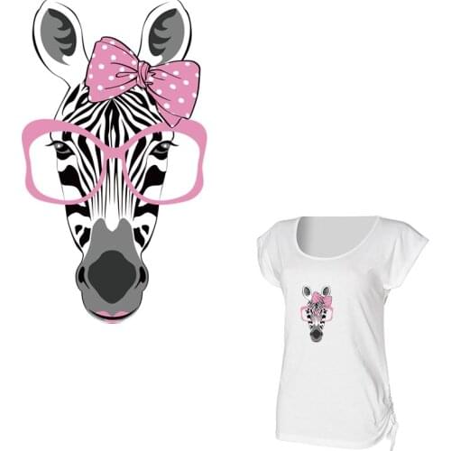 Cute Zebra Iron On Transfer For Clothing Diy A-level Washable Women T-shirt Sticker On Clothes Animal Patches Appliqued Y-094