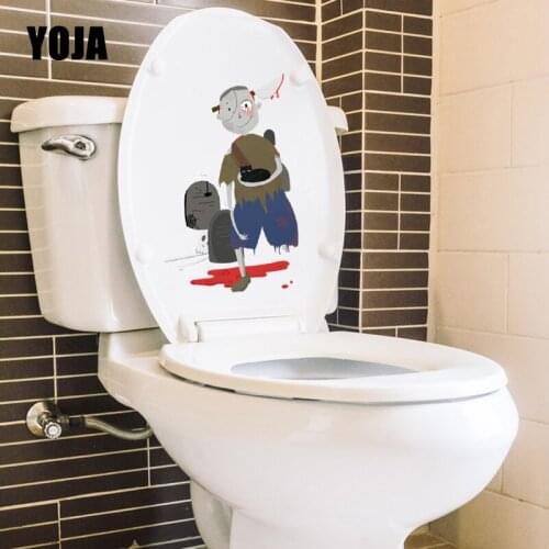 YOJA 15.2X24CM Cartoon Home Decor Halloween Horror And Thriller Cemetery Spider Web Toilet Decal Wall Sticker T5-1273