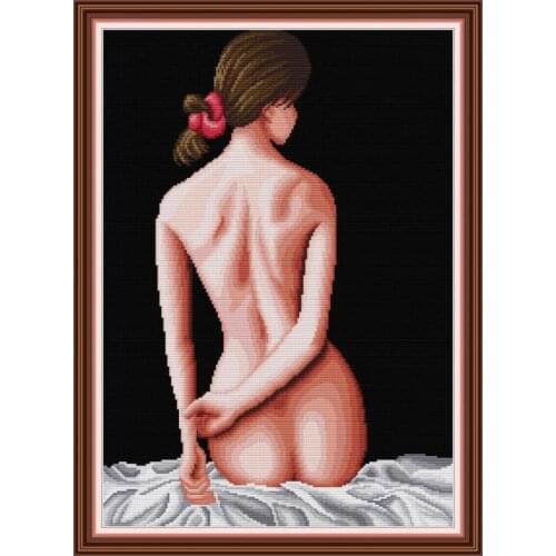 Sexy beauty backless cross-stitch kit body art pattern 14CT 11CT canvas printing embroidery set DIY needlework home decoration