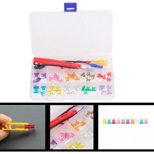 40Pcs car auto Blade Fuse Kit 2A 3A 5A 7.5A 10A 15A 20A 25A 30A 35A with FUSE PULLER Fuse Dimensions:10mm x 11mm x 4mm