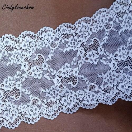 1Yard 18.5cm Width Nylon Elastic Lace Fabrics Stretch Lace Trims For Bra Clothing Making Accessories Sewing Lace Appliques White