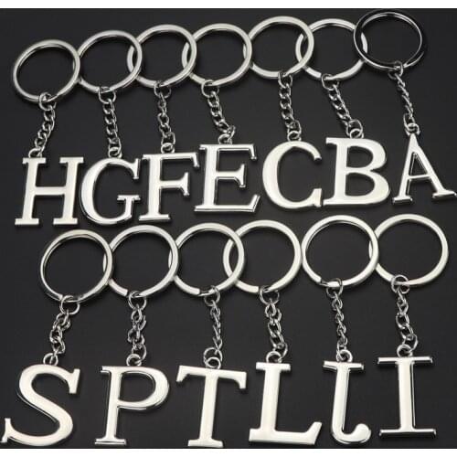 New DIY A-Z Letters Key Chain Car For Men Metal Keychain Ring Women Car Key Ring Simple Letter Name Key Chain Party Gift