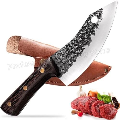 Hand-forged hammered boning knife Stainless steel meat cleaver Fish slicing knife Kitchen kitchen knife Cutting knife