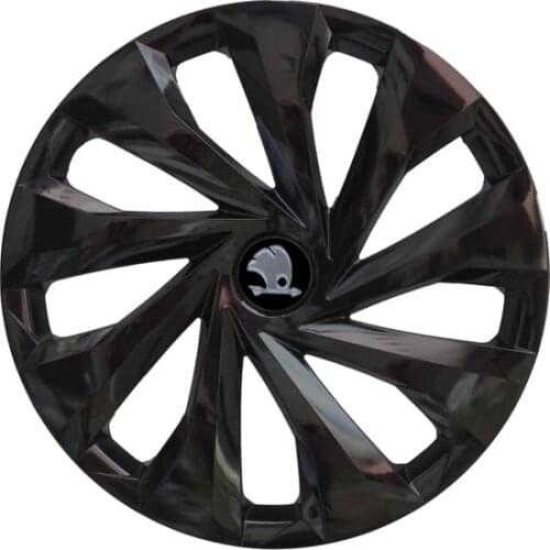 Car Wheel Rim Cover R14 Piano Bright Black Hub Flexible Caps For Skoda Cars 14 inch 4pcs/set With Emblem