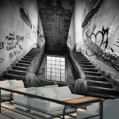 Custom 3d mural 3D cement ash industrial wind graffiti wallpaper nostalgic retro large cafe KTV bar wallpaper mural