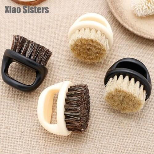 1 Pcs Pro Hairdresser Dust Brush Boar Bristle Ring Beard Comb Salon Hair Sweep Brushes Shaving Facial Mens Mustache Brush
