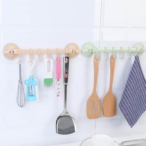 Adjustable Hook Rack Towel Hanging Shelves Double Suction Cup Kitchen Storage Hook Holders Lock Type Sucker Bathroom Organizer