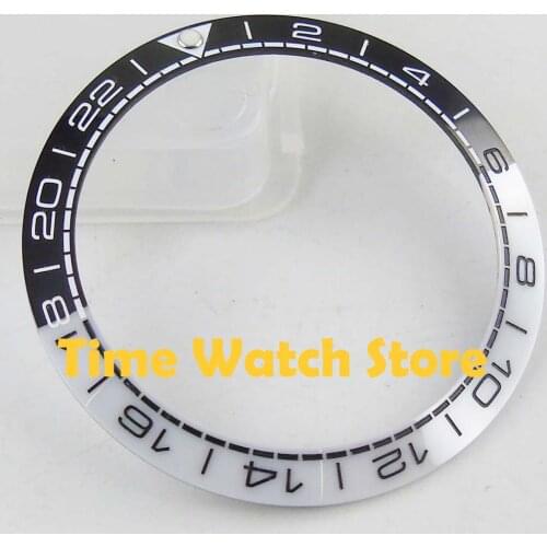 Luxury 38mm white mark black and white ceramic bezel insert for 40mm mens watches GMT