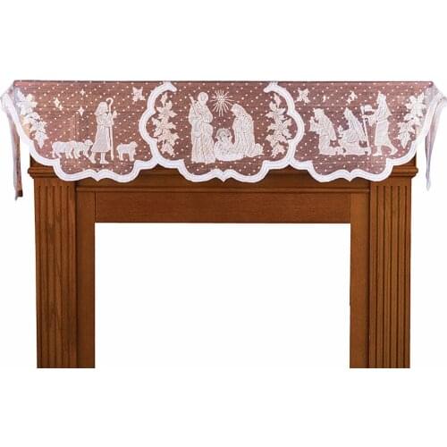 Christmas Lace Tablecloth Fashion Fireplace Oven Cover Home Party Decor 50*228cm All-purpose Covers Home Decoration