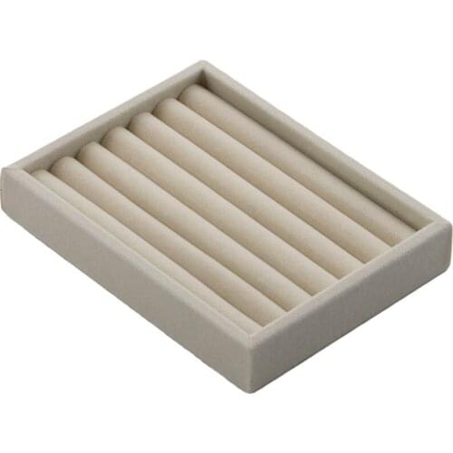 Woollen Gray Table Desk Jewelry Tray Plate Casket Jewelry Storage Organizer Case