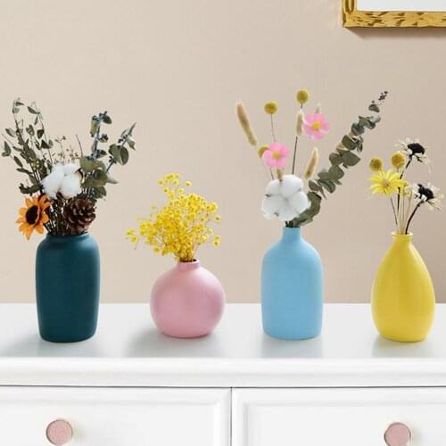 Nordic Ins Ceramic Vase Colorful Ornaments Crafts Vegetarian Ceramic Flower Pot Art Vases Home Decoration Ornament Gifts
