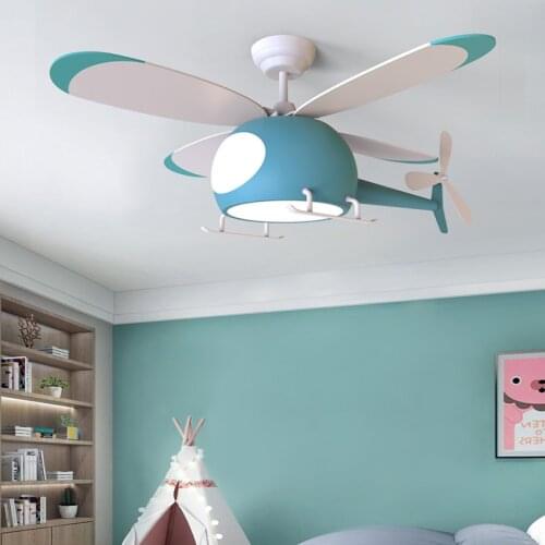 LED Modern Ceiling Fan Bedroom Boy Girl Room Creative Kindergarten Decoration Aircraft Ceiling Fan with Light