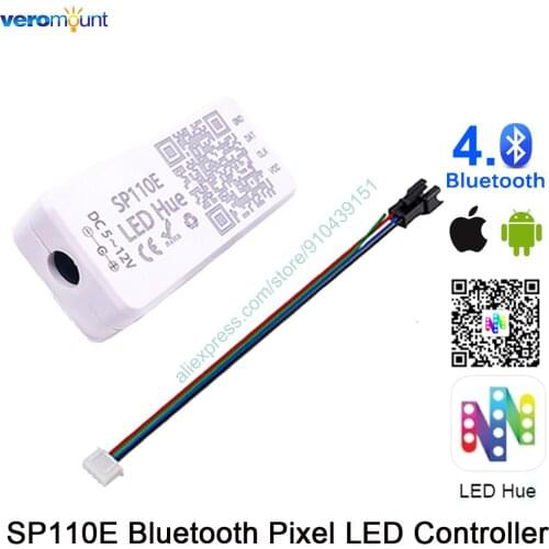 LED Hue SP110E Pixel LED Controller Bluetooth Android iOS APP Control DC5-24V fpr WS2811 WS2812 SK6812 WS2801 Pixel LED Strip