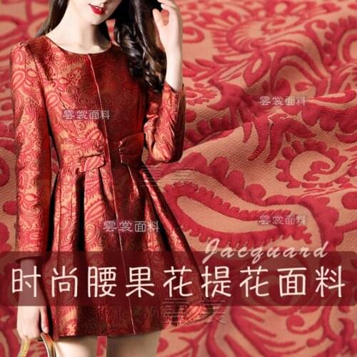 Cashew Flower Jacquard Brocade Fabric Fashion Dress Satin for Dress Polyester Fabrics Wholesale Cloth Per Meter Sewing