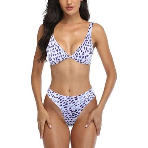 2021 Print Swimwear Women Push up Bikini Bra Set Padded Soft Swimwear Swimsuit Beachwear Bathing Suit Female Biquini