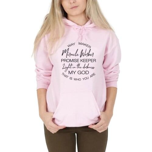 Way Maker Miracle Worker My God Christian Hoodies Religious Clothes Women Faith Long Sleeve Sweatshirt Outerwear Dropshipping