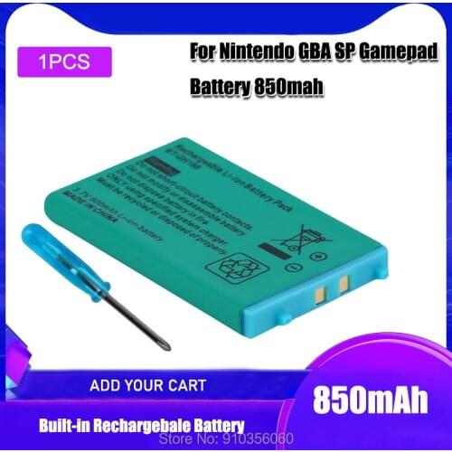 1PCS 3.7V 850mAh For Nintendo GBA SP Rechargeable Lithium Li ion Battery Pack + Tool knife Screwdriver Replacement battery