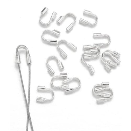 100Pcs Silver Gold Wire Thread Guardian and Protectors U Shape Jewelry Findings A0KD