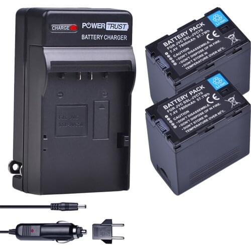 2Pcs 7800mAh SSL-JVC70 SSLJVC70 Camera Battery+Digital Wall Charger for JVC SSL-JVC50 GY-HM600, GY-HM650, GY-HMQ10, GY-LS300