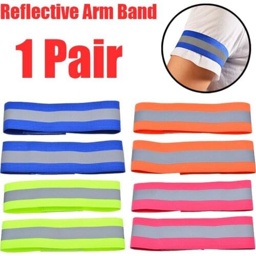 2Pcs Outdoor Sports Bicycle Night Running Bike Safety Reflective Arm Band Belt Luminous Night Arm Strap Ultralight Arm Band