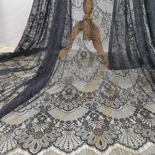 3M / Lot French Eyelash Lace Fabric 150cm White Black Diy Exquisite Lace Embroidery Clothes Wedding Dress Accessories