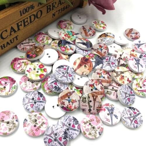50pcs Tower Buttons 2 Holes Wooden Buttons Sewing Buttons Craft Scrapbooking Clothing Accessories WB80