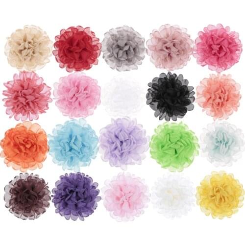 Yundfly 10pcs/lot 4.4" Chiffon Fabric Flower Hair Accessoreis Wedding Decoration Burning Flower Boutique DIY Headwear Accessory