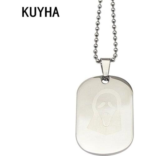 Devil Tag Engraved Pendant Necklace Silver Color Necklace Simple Fashion Jewelry Halloween Present for Women/Men